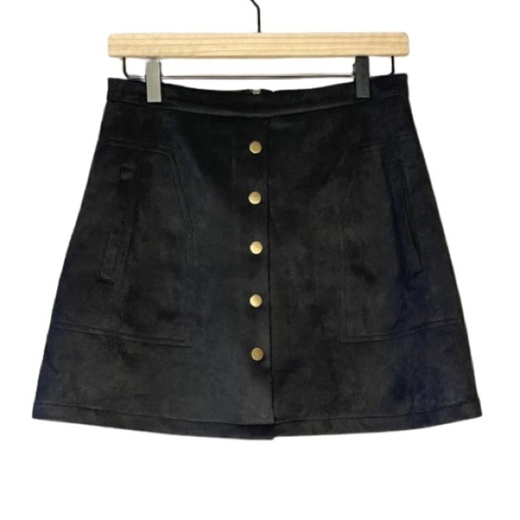 Women's M Fashion on Earth Mini Black Skirt Decorative Buttons Pockets - Picture 1 of 6